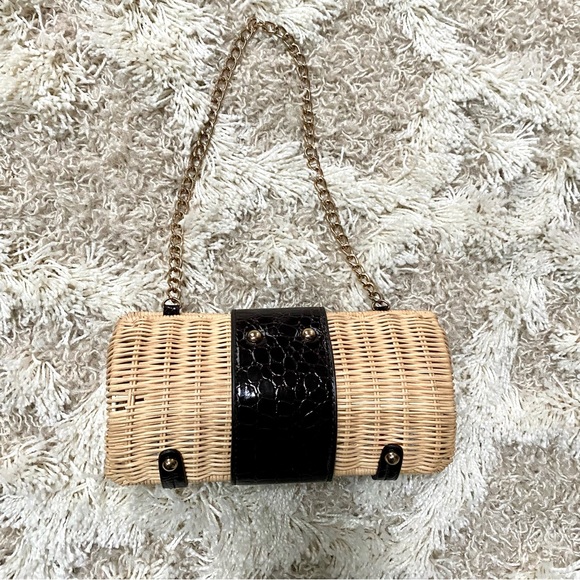 Vintage wicker clutch handbag - Picture 3 of 5